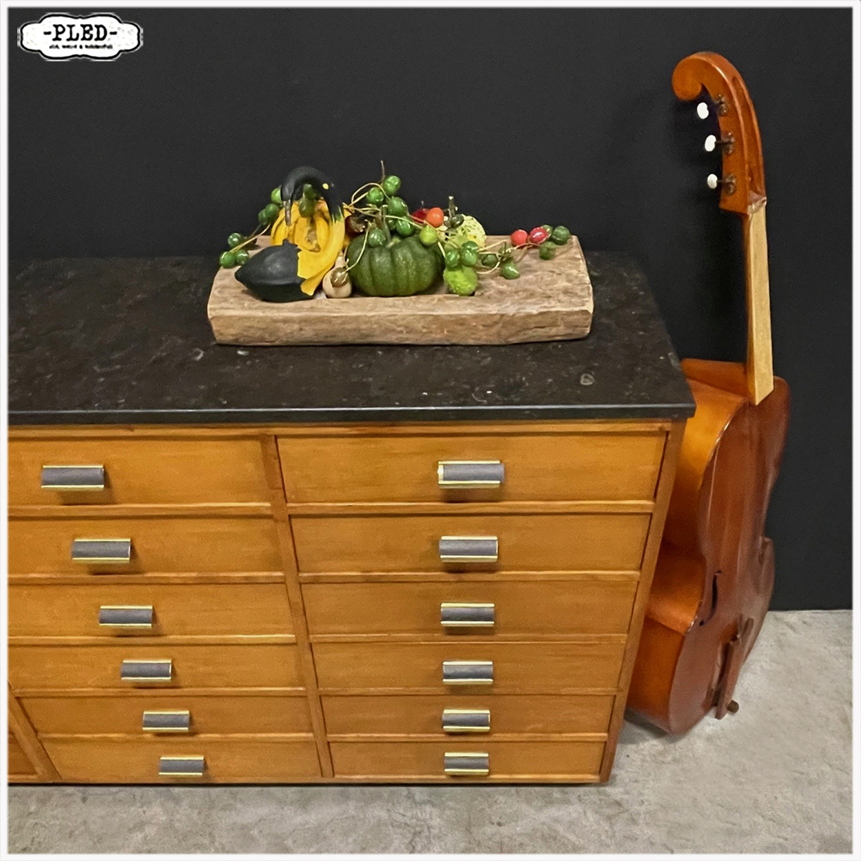 Vintage ladekast met Belgisch hardstenen blad - Afbeelding 5