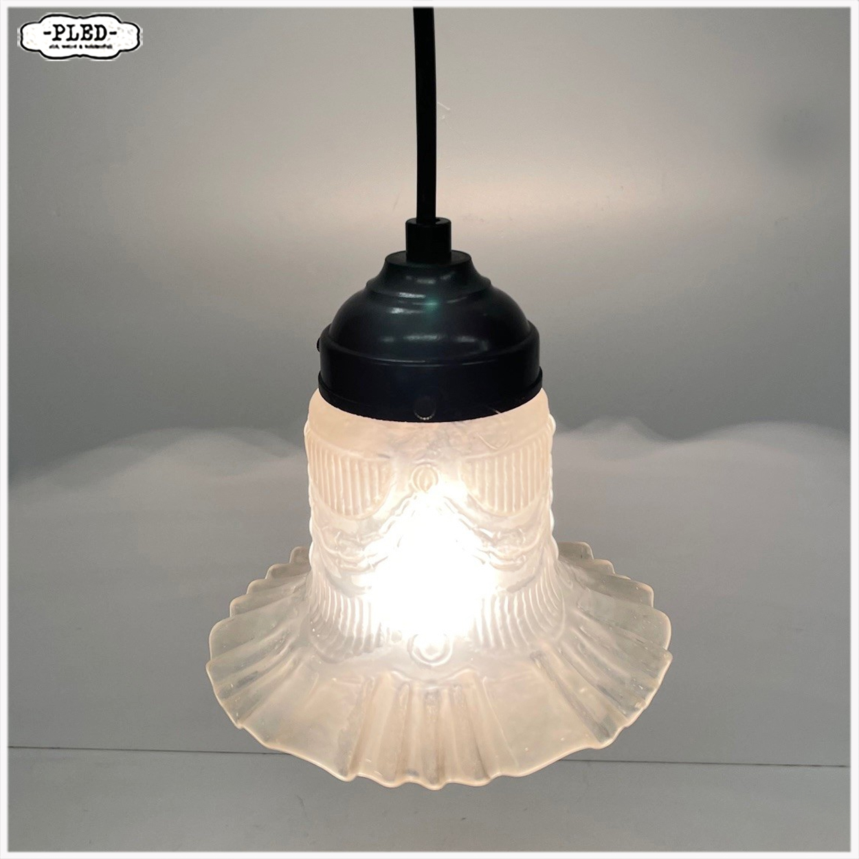 Oud glazen art deco hanglampje - Afbeelding 4