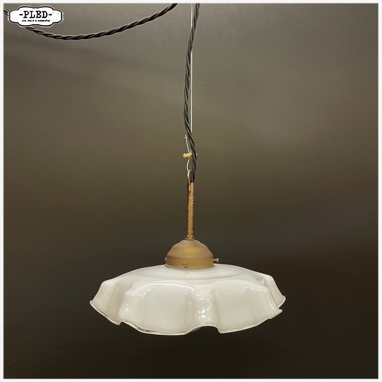 Vintage melkglazen hanglampje - Afbeelding 2