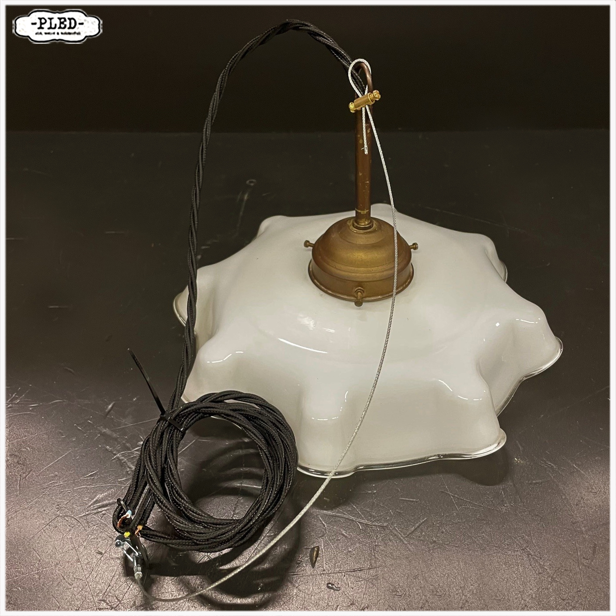 Vintage melkglazen hanglampje - Afbeelding 9