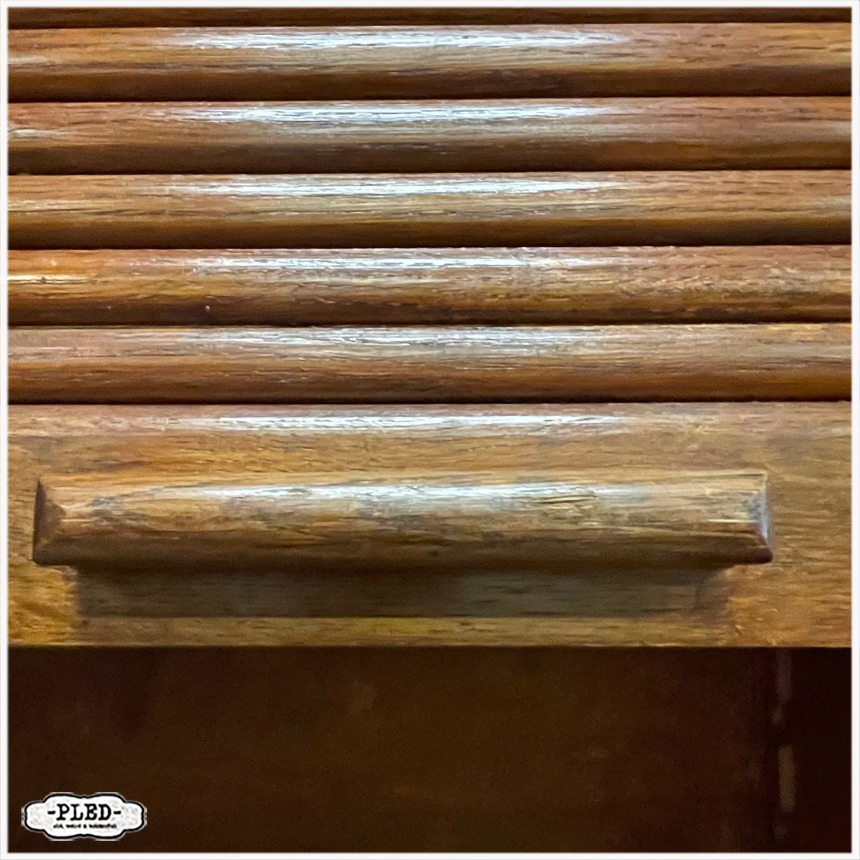 Oude, grote, eikenhouten roldeurkast - Afbeelding 8