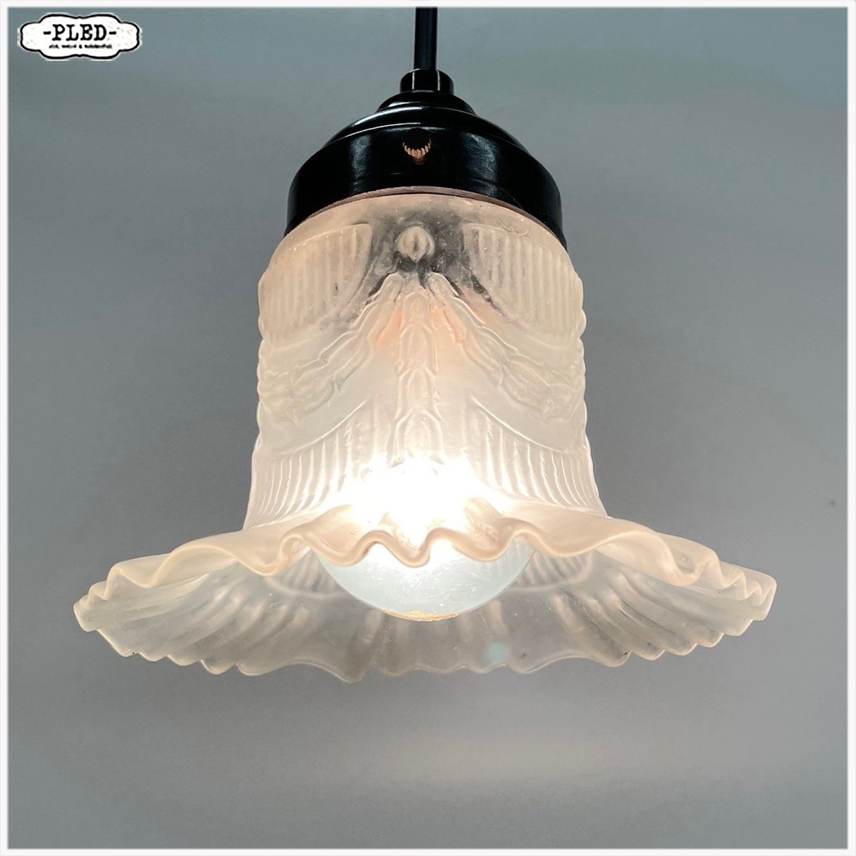 Oud glazen art deco hanglampje - Afbeelding 6
