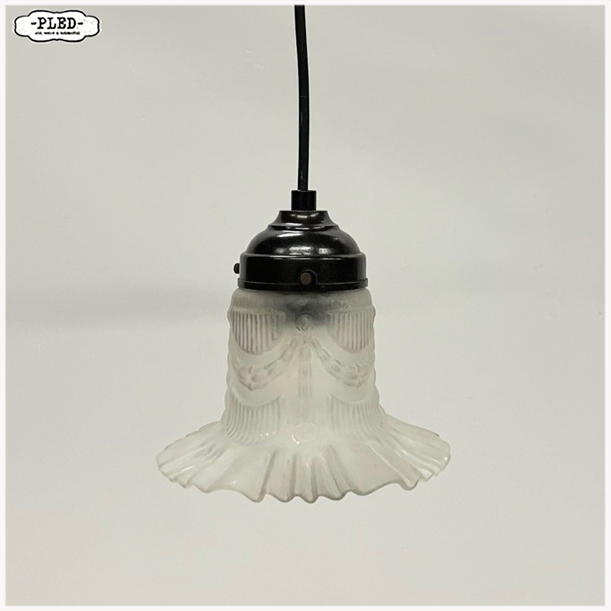 Oud glazen art deco hanglampje - Afbeelding 7