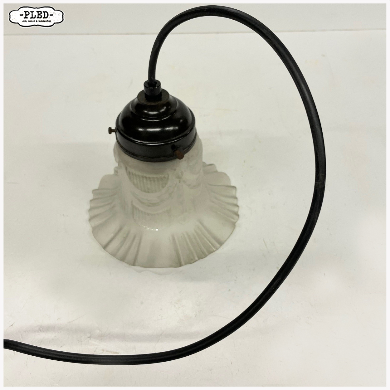 Oud glazen art deco hanglampje - Afbeelding 8