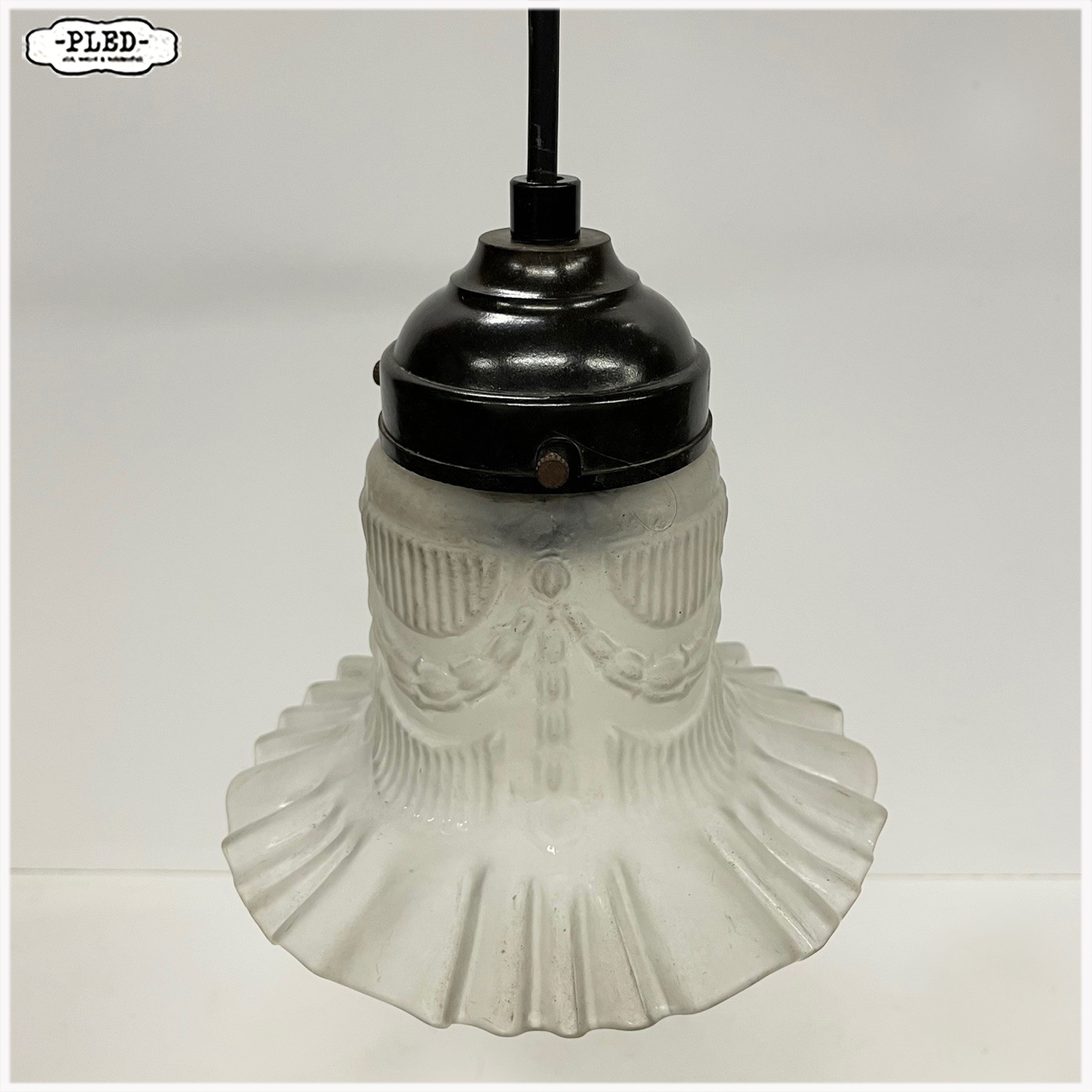Oud glazen art deco hanglampje - Afbeelding 3