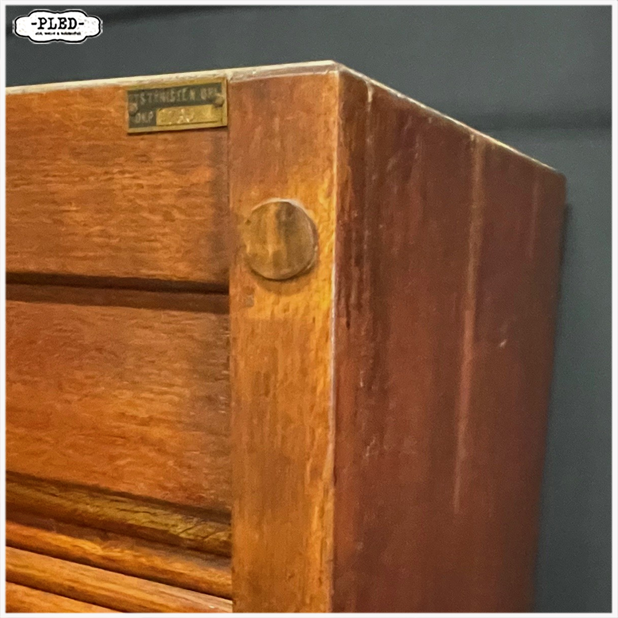 Oude, grote, eikenhouten roldeurkast - Afbeelding 6