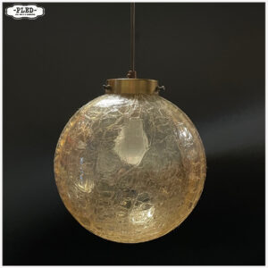 Vintage glazen pendellamp met ‘crackled glass’ bol