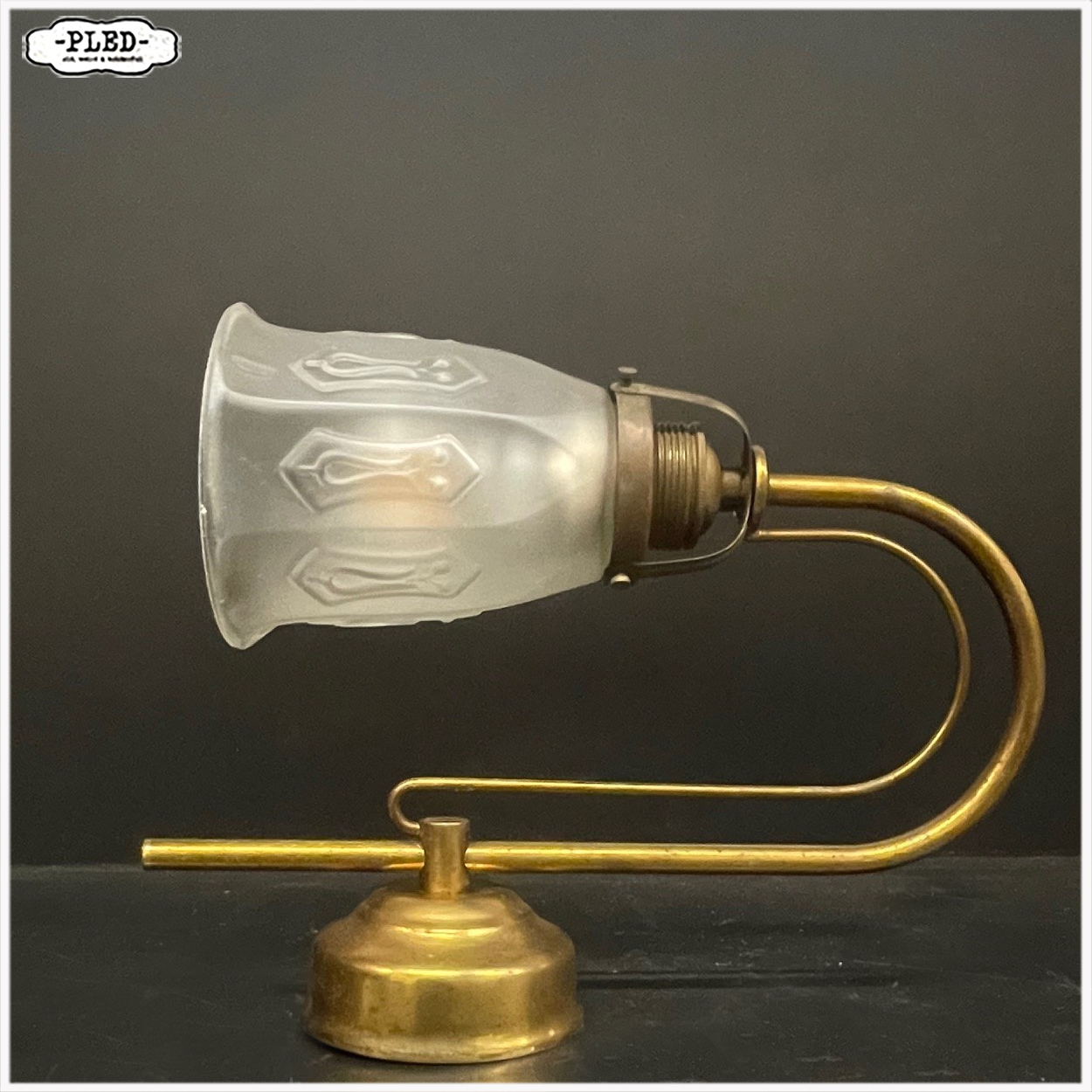 Messing art deco wandlamp met frosted glass kapje - Afbeelding 13