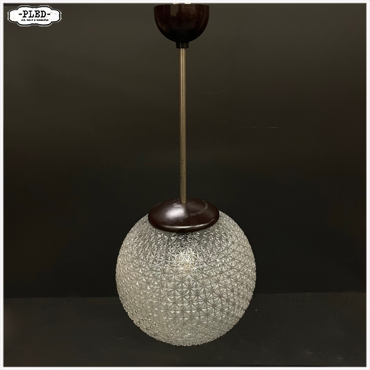 Sfeervolle glazen bolhanglamp uit Tsjechoslowakije (jaren 60–70) - Afbeelding 3