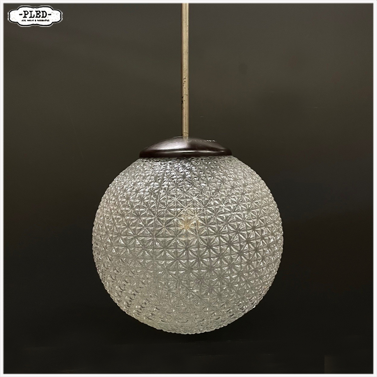 Sfeervolle glazen bolhanglamp uit Tsjechoslowakije (jaren 60–70) - Afbeelding 2