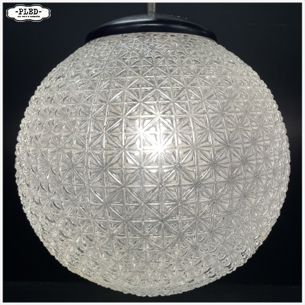 Sfeervolle glazen bolhanglamp uit Tsjechoslowakije (jaren 60–70) - Afbeelding 5