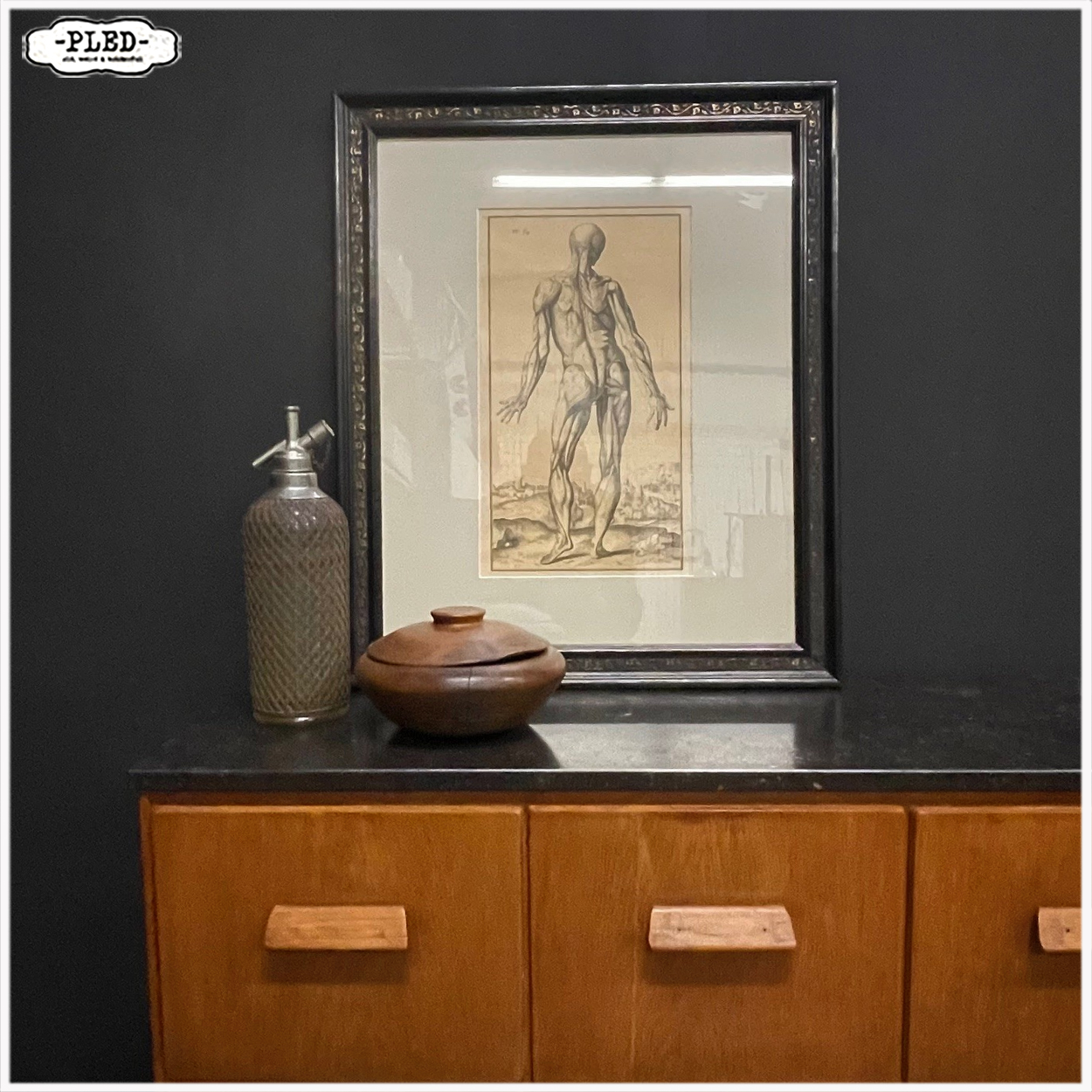 Oude eikenhouten apothekerskast met hardstenen blad - Afbeelding 7