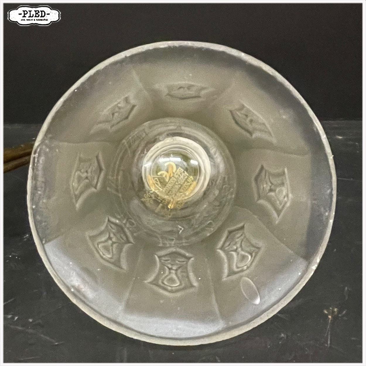 Messing art deco wandlamp met frosted glass kapje - Afbeelding 10