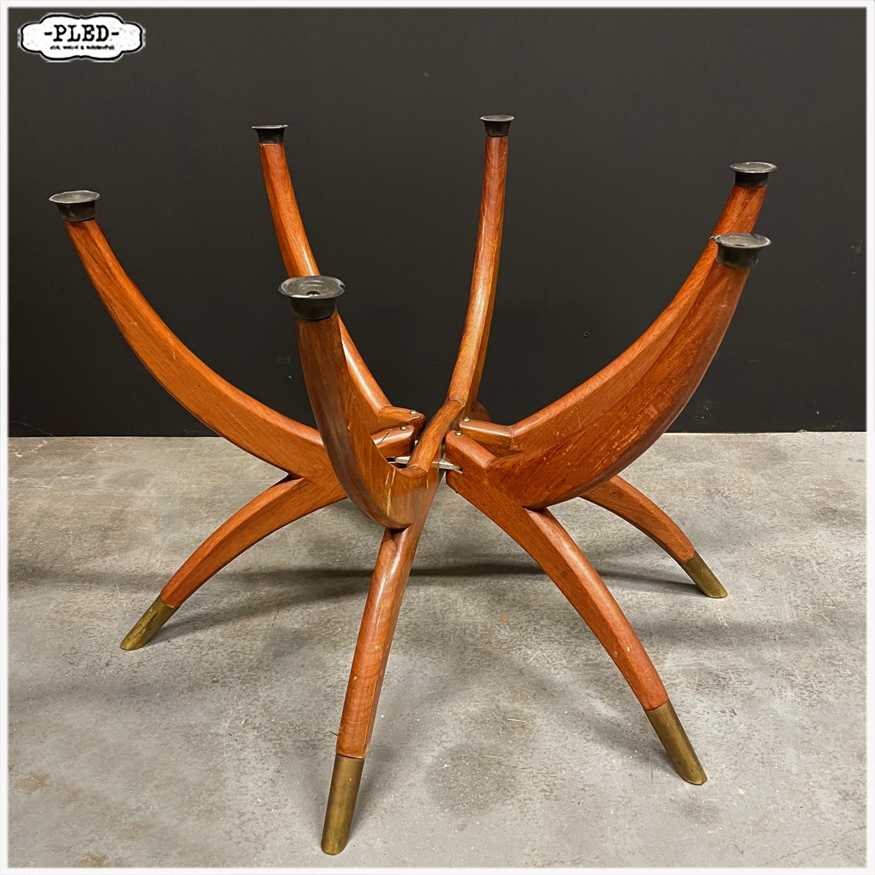 Italiaanse Mid-century 'Spinnenpoot' salontafel met marmeren blad - Afbeelding 7