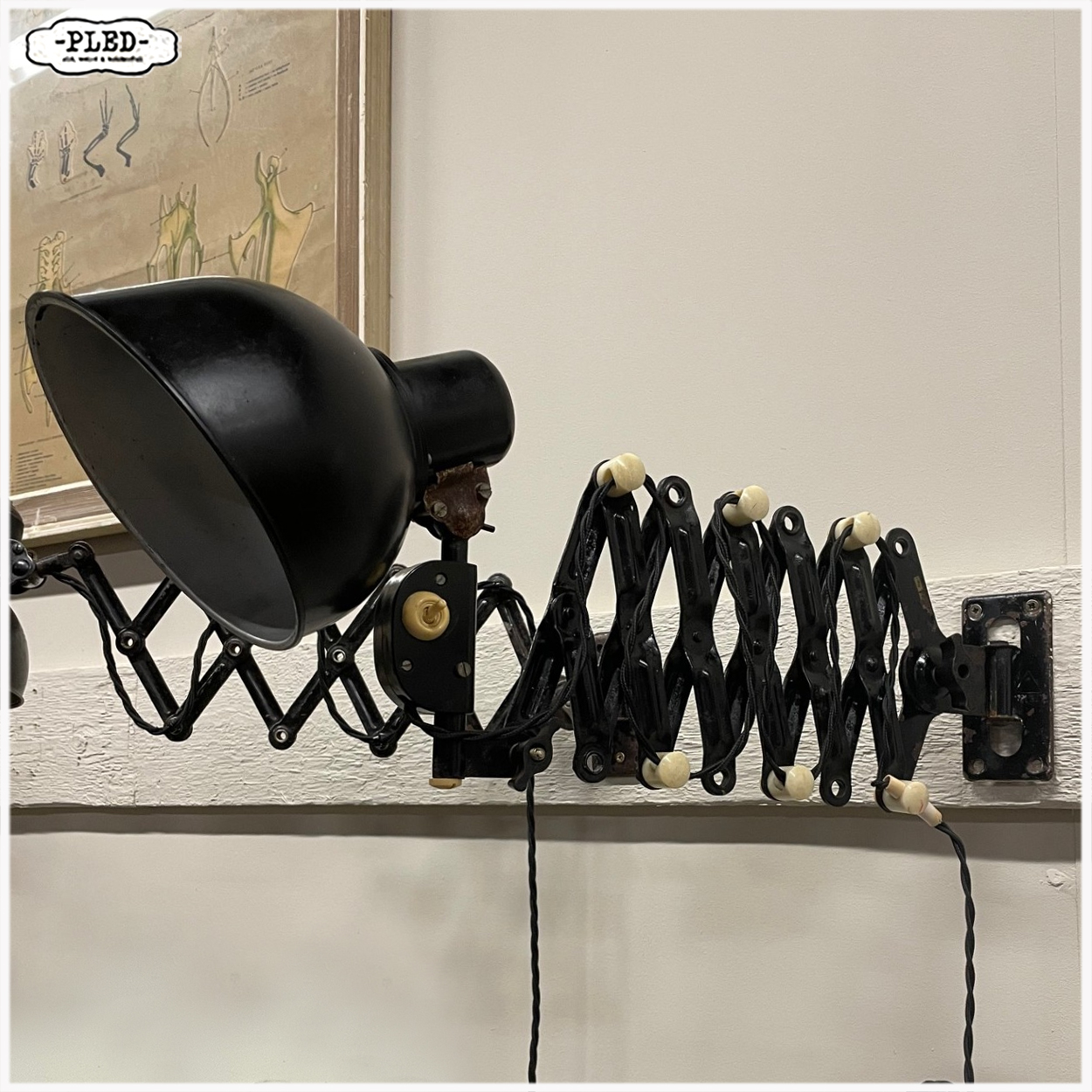 Industriele schaarlamp van REIF, Dresden, DDR - Afbeelding 9