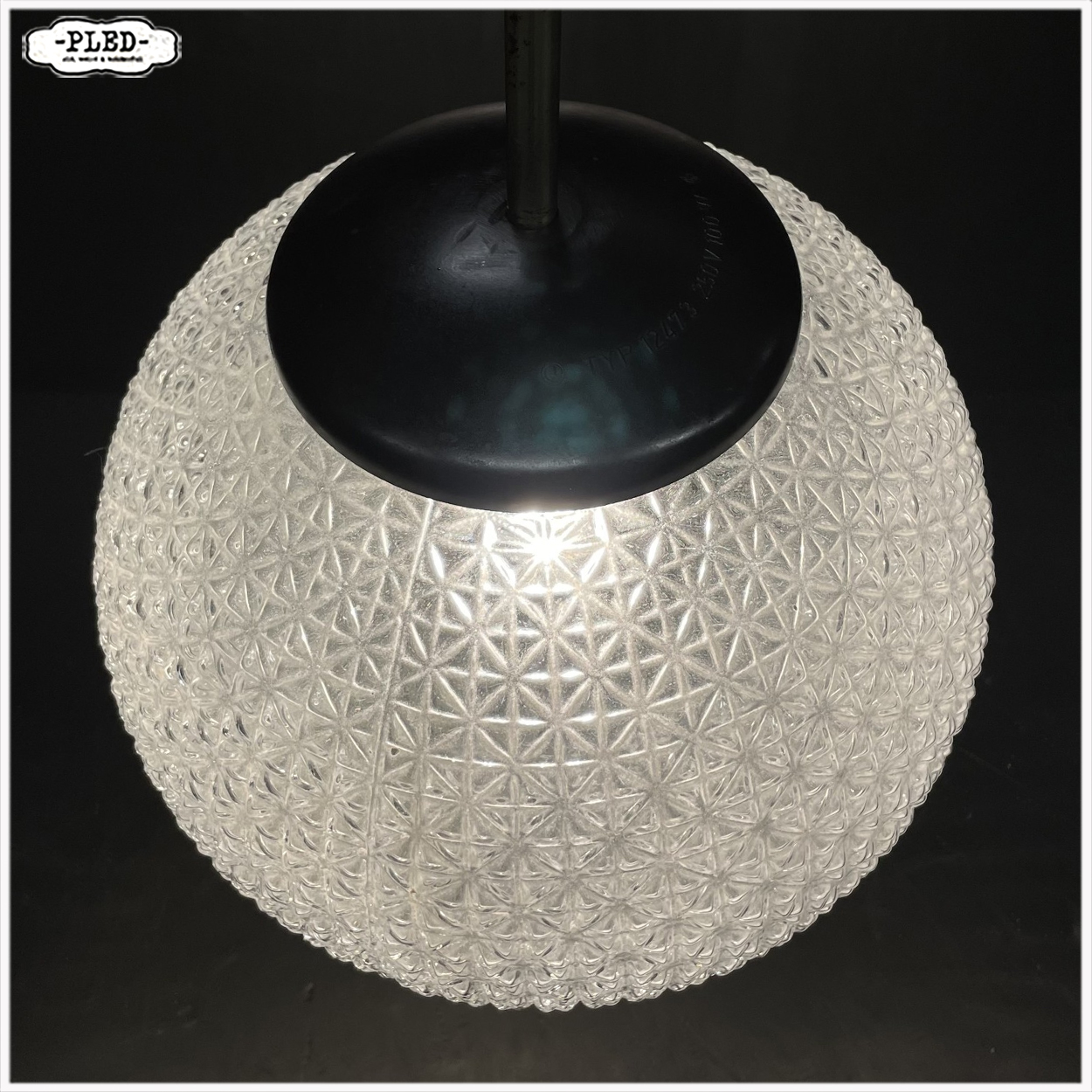 Sfeervolle glazen bolhanglamp uit Tsjechoslowakije (jaren 60–70) - Afbeelding 8