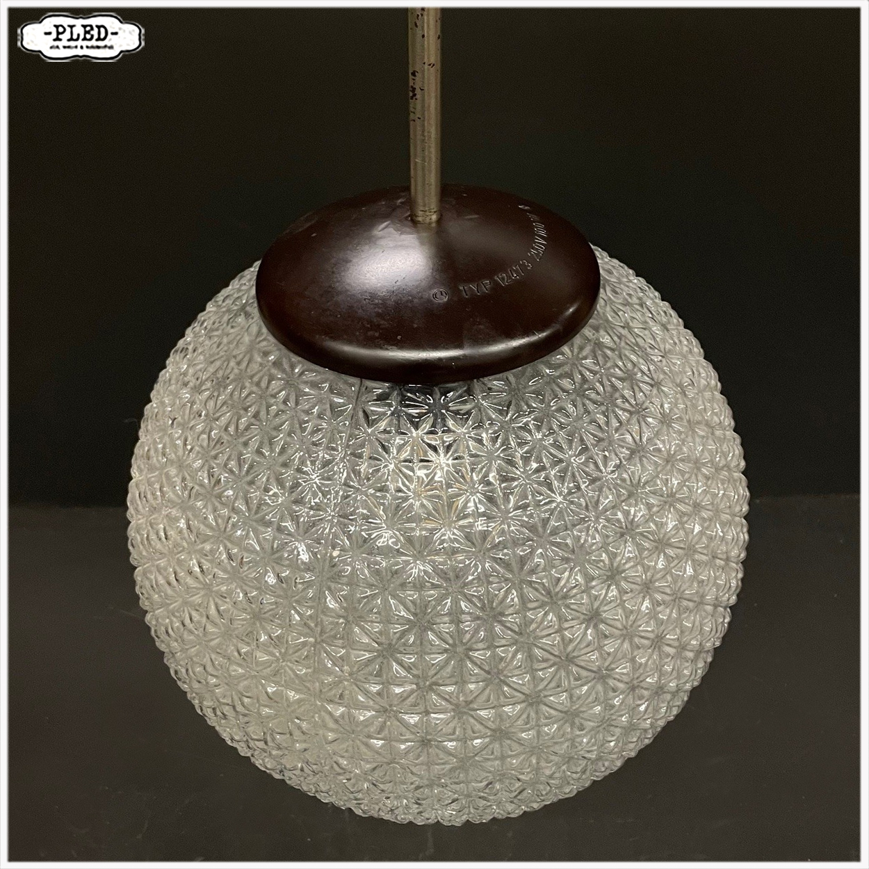 Sfeervolle glazen bolhanglamp uit Tsjechoslowakije (jaren 60–70) - Afbeelding 7