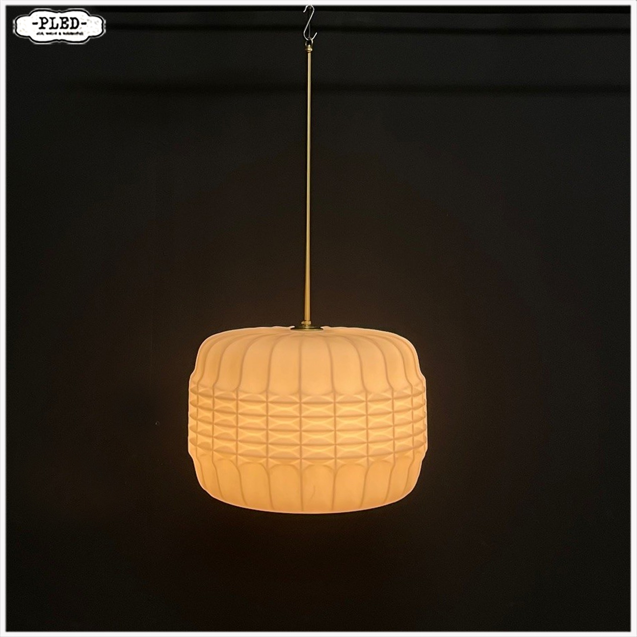 Prachtige, grote opaline pendellamp, Bohemen 1960s - Afbeelding 13