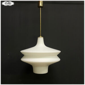 grote opaline pendellamp, Space Age, 1960s, Bohemen