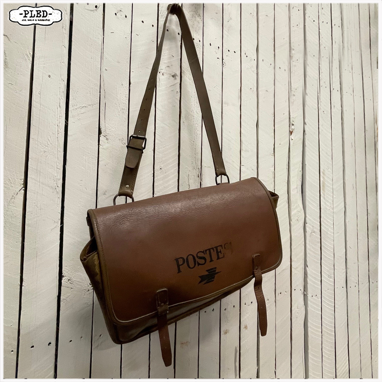 Oude lederen tas van La Poste - Afbeelding 2