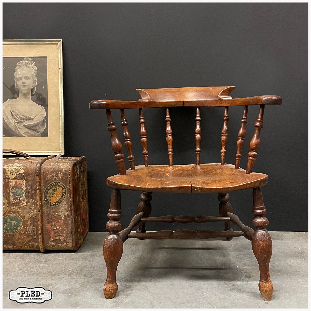 Antieke Engelse captain chair - Afbeelding 3