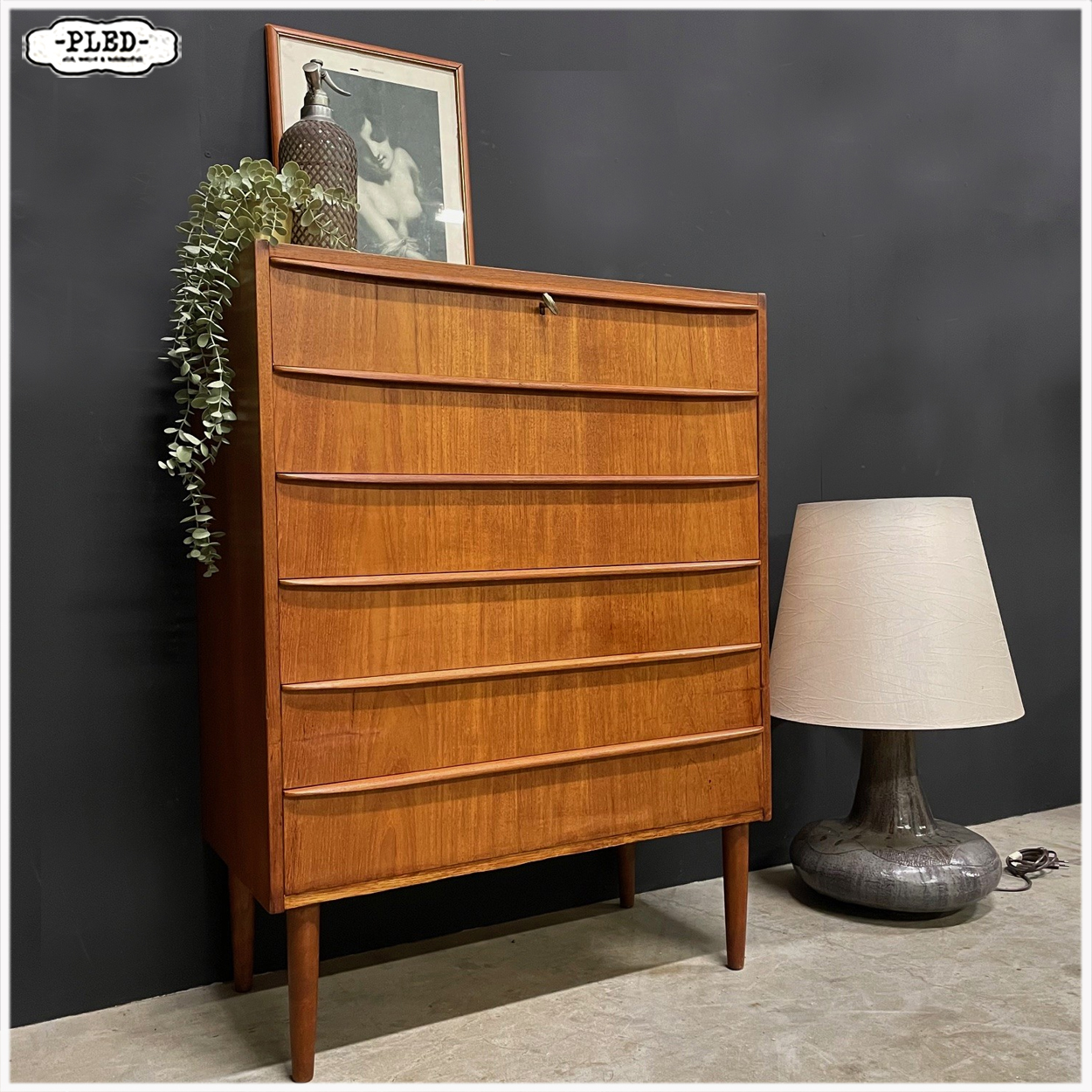 Deense ladekast, teakfineer, Hanbjerg Møbelfabrik - Afbeelding 4