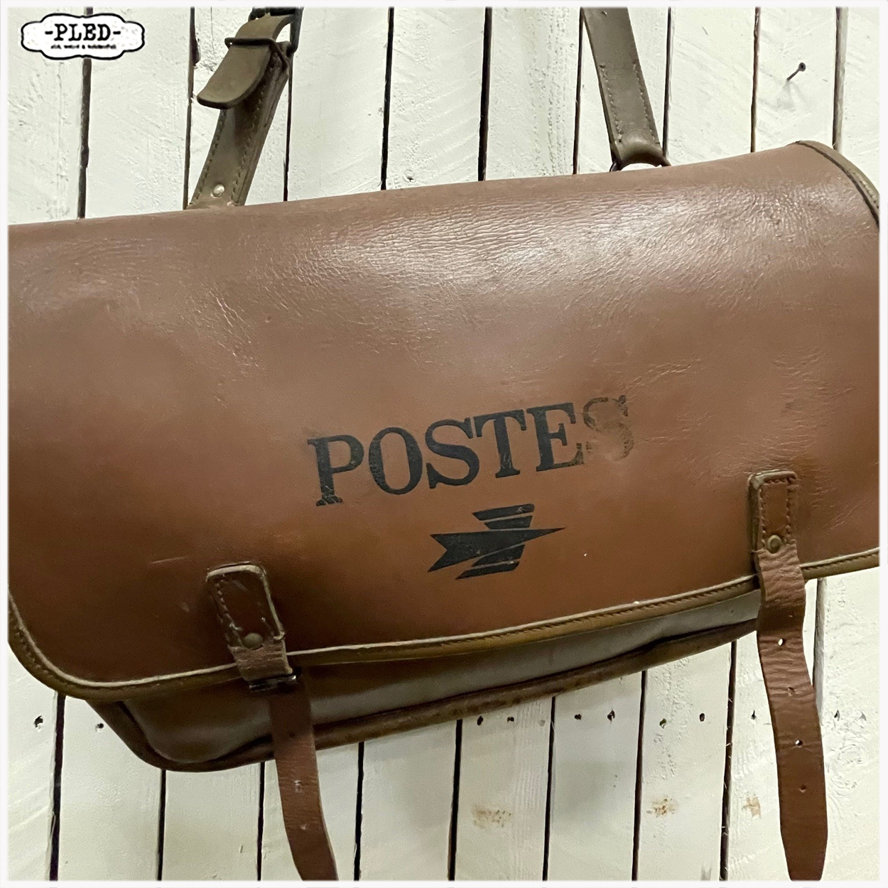 Oude lederen tas van La Poste - Afbeelding 3