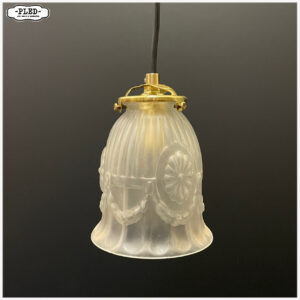 Art nouveau hanglampje met gesatineerd glas