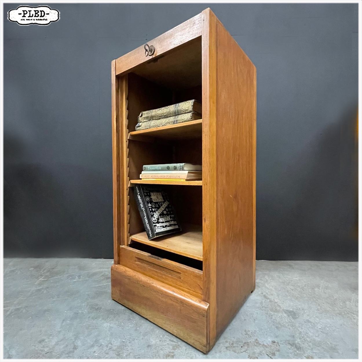 Vintage roldeurkastje, H90 cm - Afbeelding 4