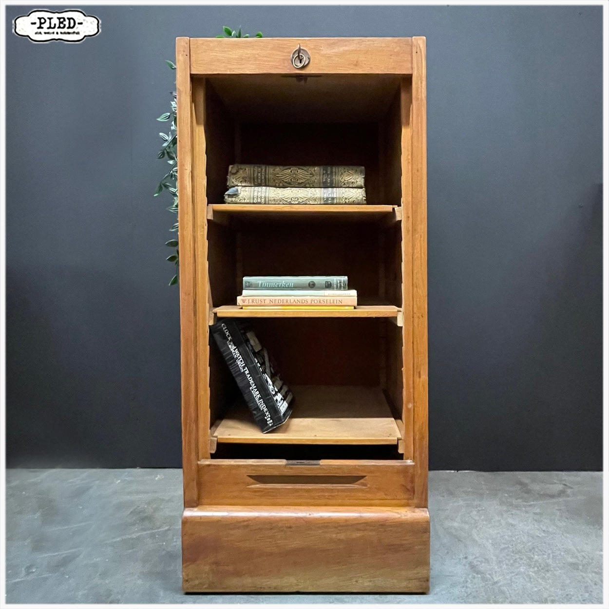 Vintage roldeurkastje, H90 cm - Afbeelding 2