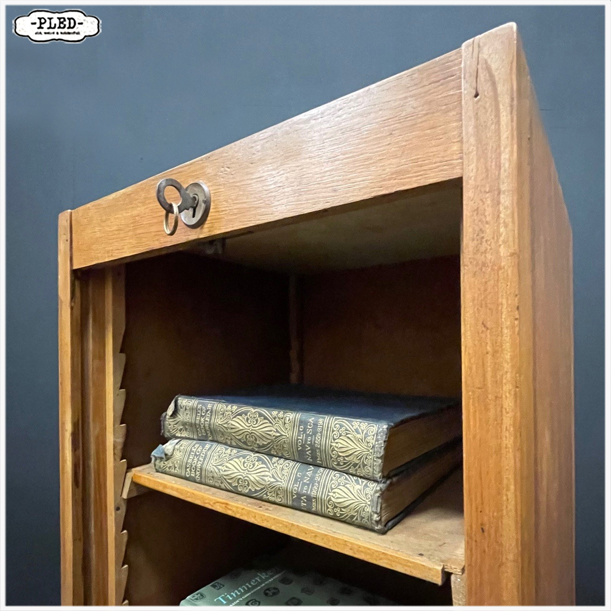 Vintage roldeurkastje, H90 cm - Afbeelding 9