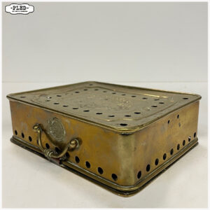 Antieke Franse koperen bedwarmer – La Frileuse (ca. 1900)