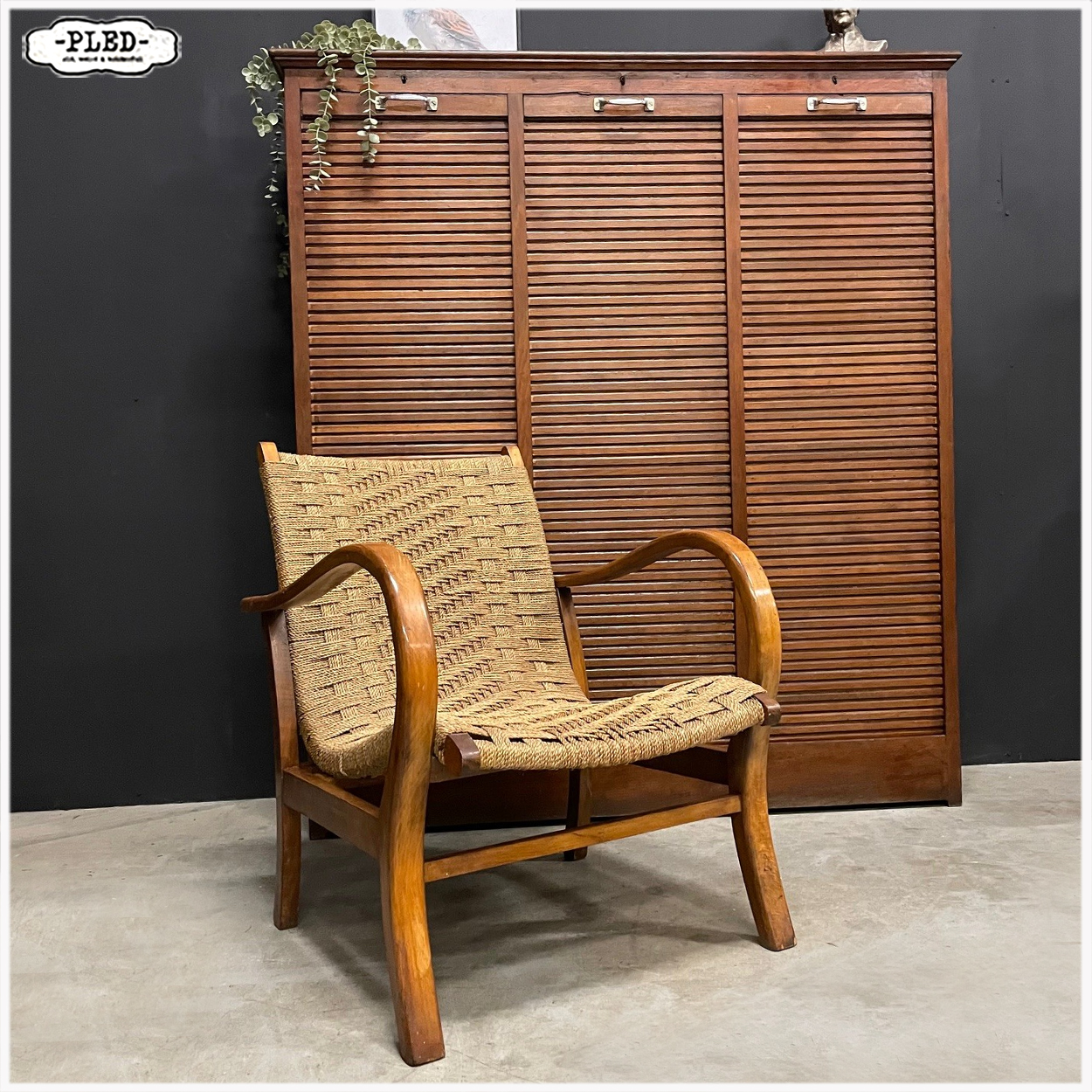 Bauhaus loungestoel van beukenhout en touw, Erich Dieckmann, Duitsland jaren 30 - Afbeelding 3