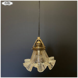 Vintage glazen hanglampje met messing fitting