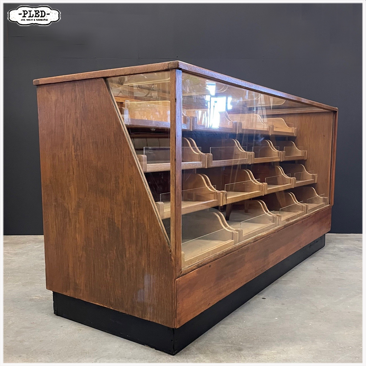 Vintage toonbank met 20 lades, B168,5 cm - Afbeelding 5