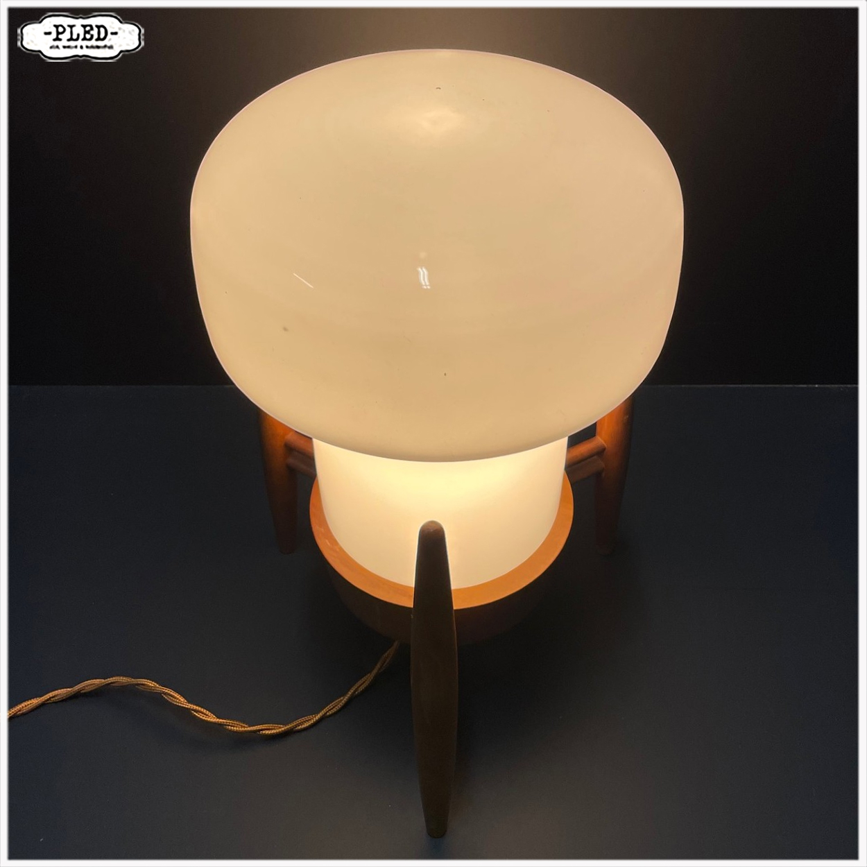 Opaline tafellamp, Mushroom, ÚLUV, Tsjechoslowakije, 1960s - Afbeelding 9