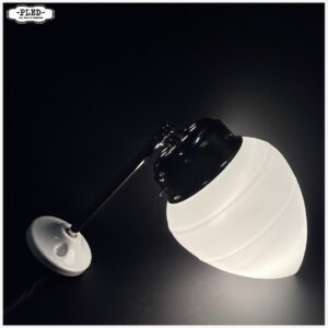 Vintage glazen wandlamp met porseleinen wandplaat