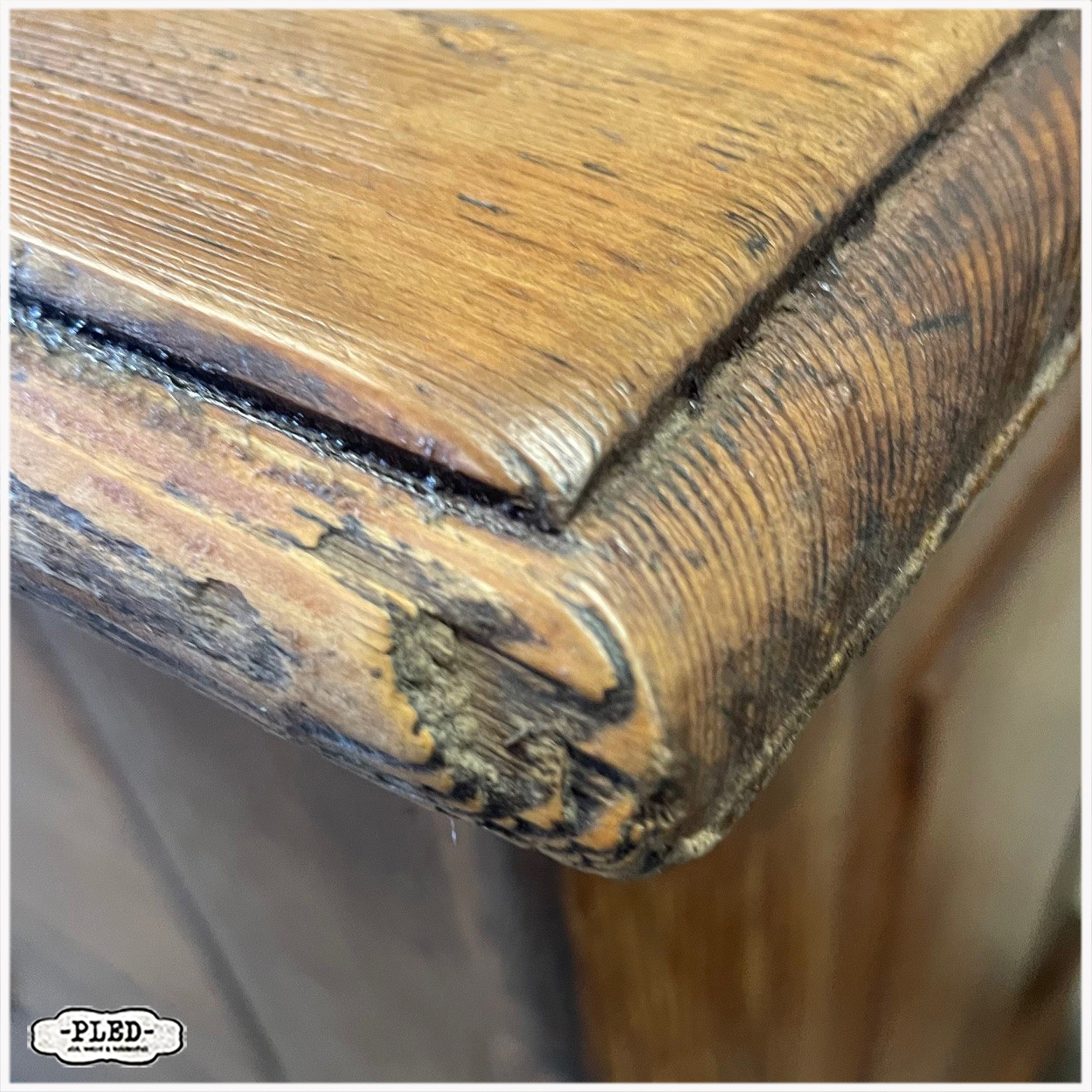 Oude, grenen toonbank met zes lades - Afbeelding 11