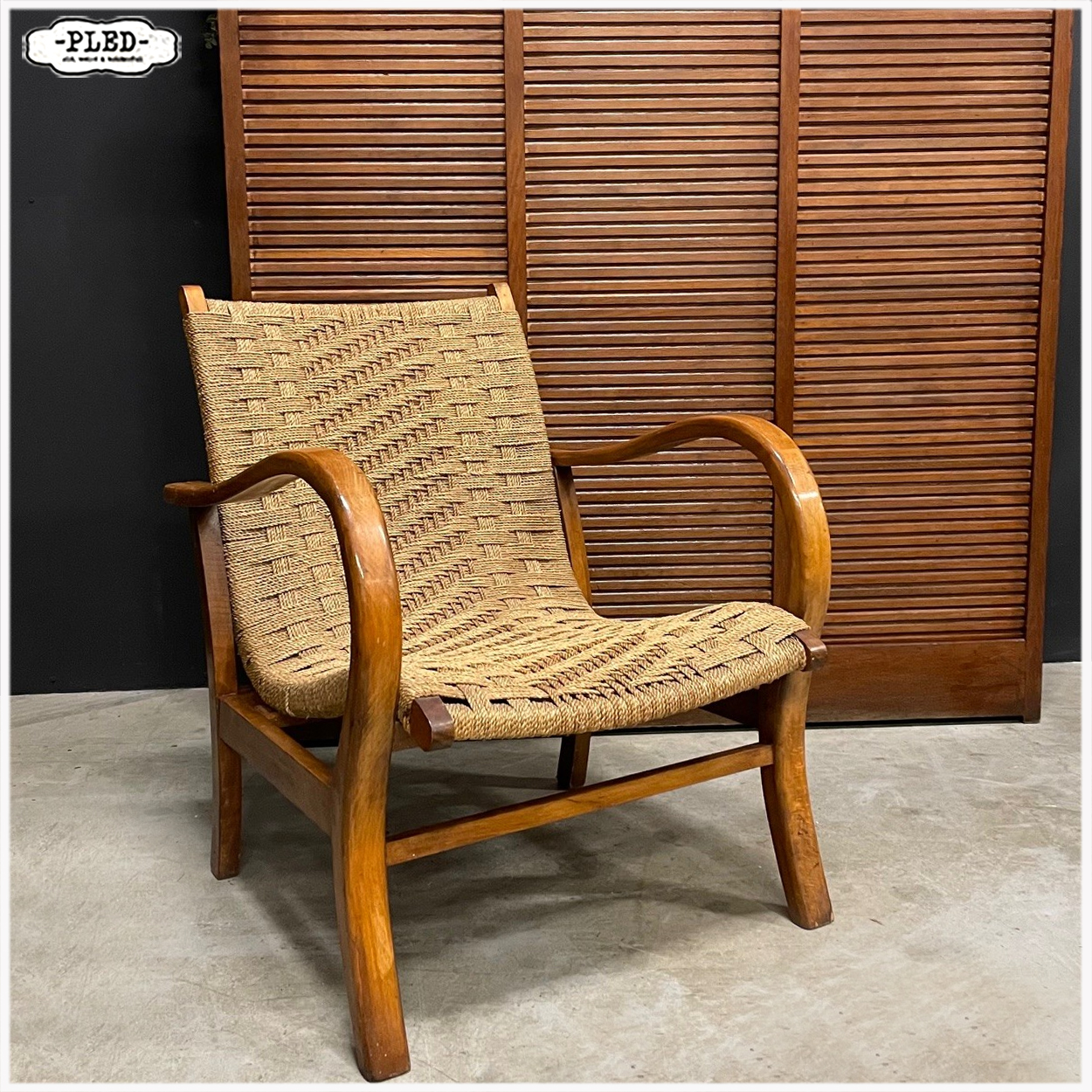 Bauhaus loungestoel van beukenhout en touw, Erich Dieckmann, Duitsland jaren 30 - Afbeelding 4