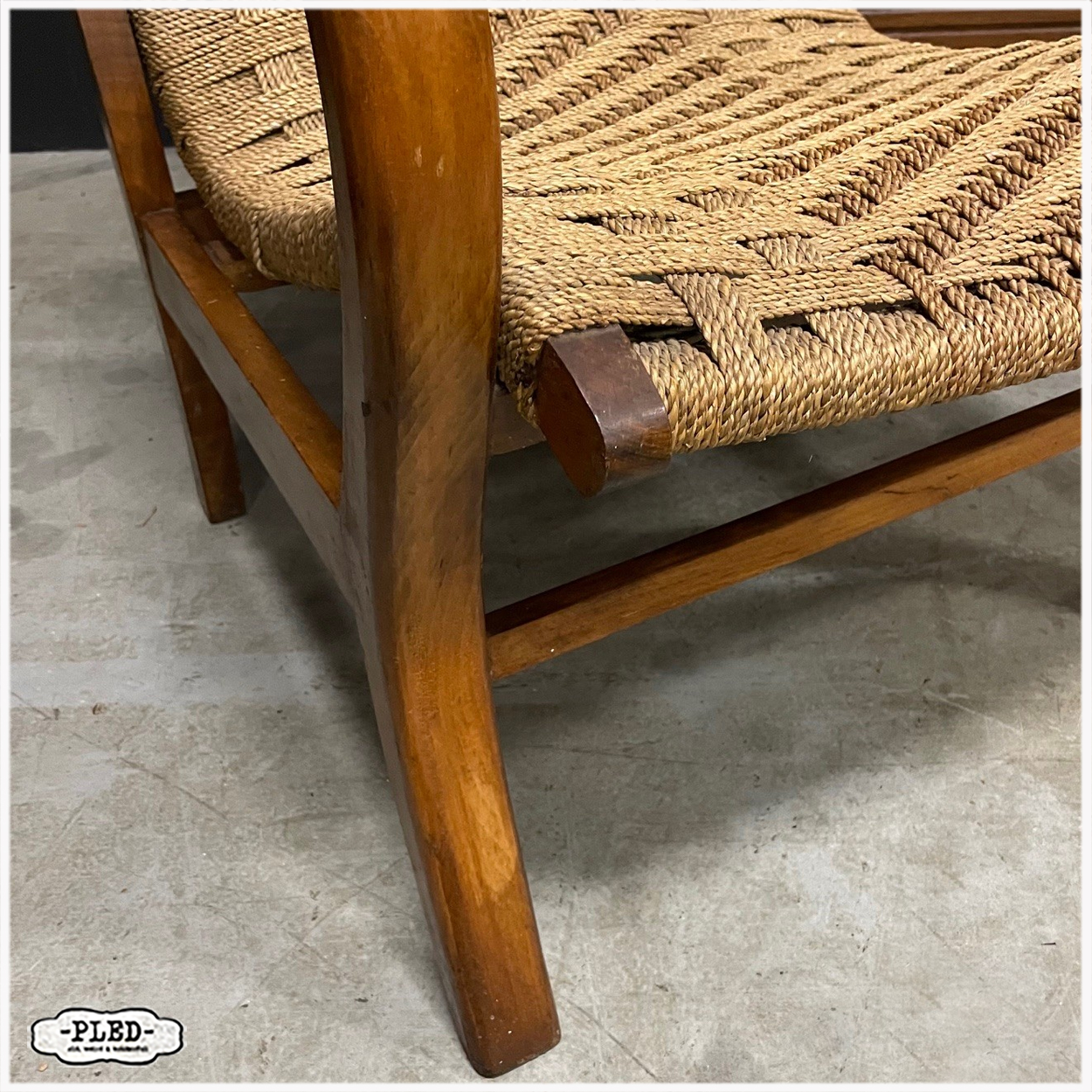 Bauhaus loungestoel van beukenhout en touw, Erich Dieckmann, Duitsland jaren 30 - Afbeelding 5