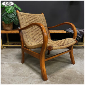 Bauhaus loungestoel van beukenhout en touw, Erich Dieckmann, Duitsland jaren 30