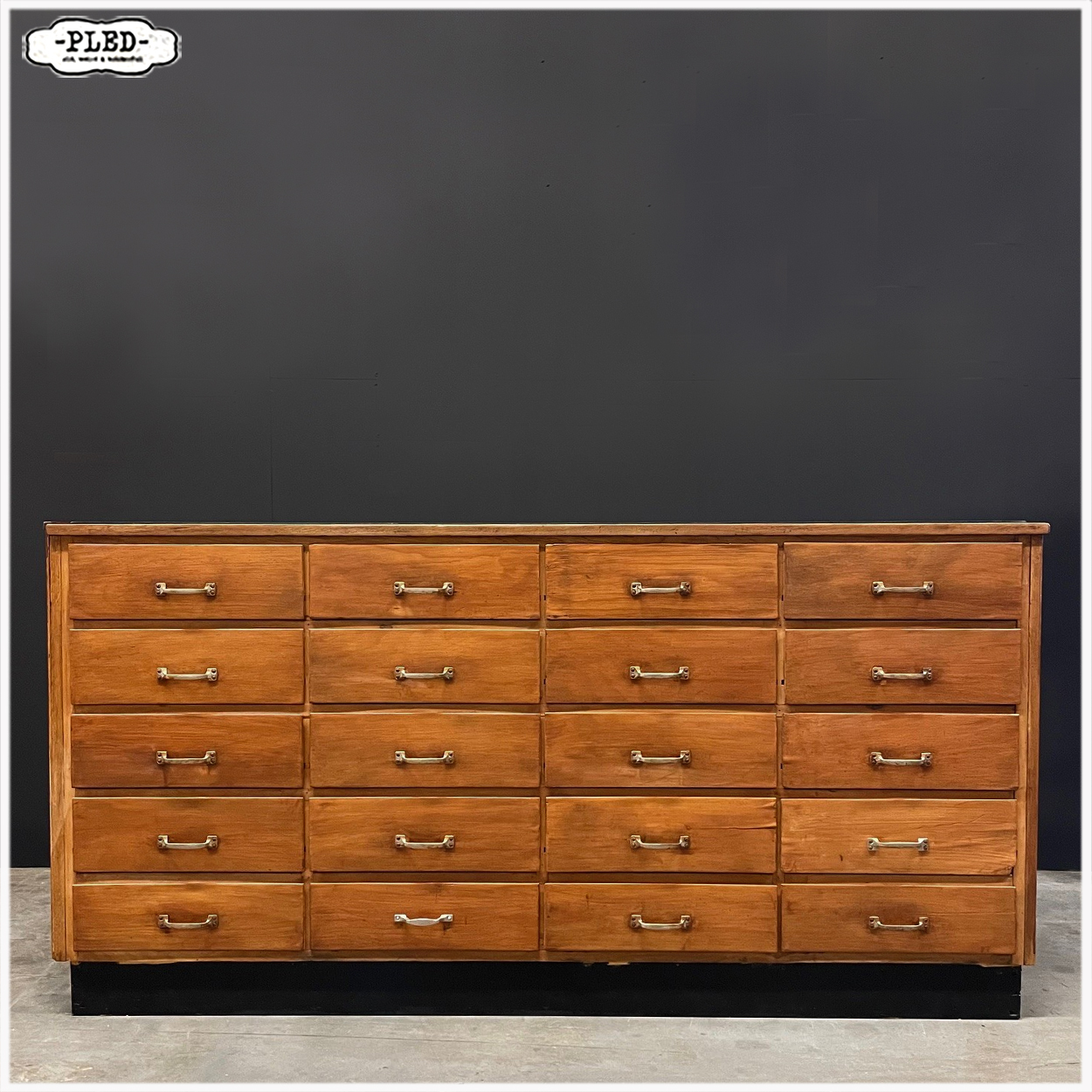 Vintage toonbank met 20 lades, B168,5 cm - Afbeelding 3