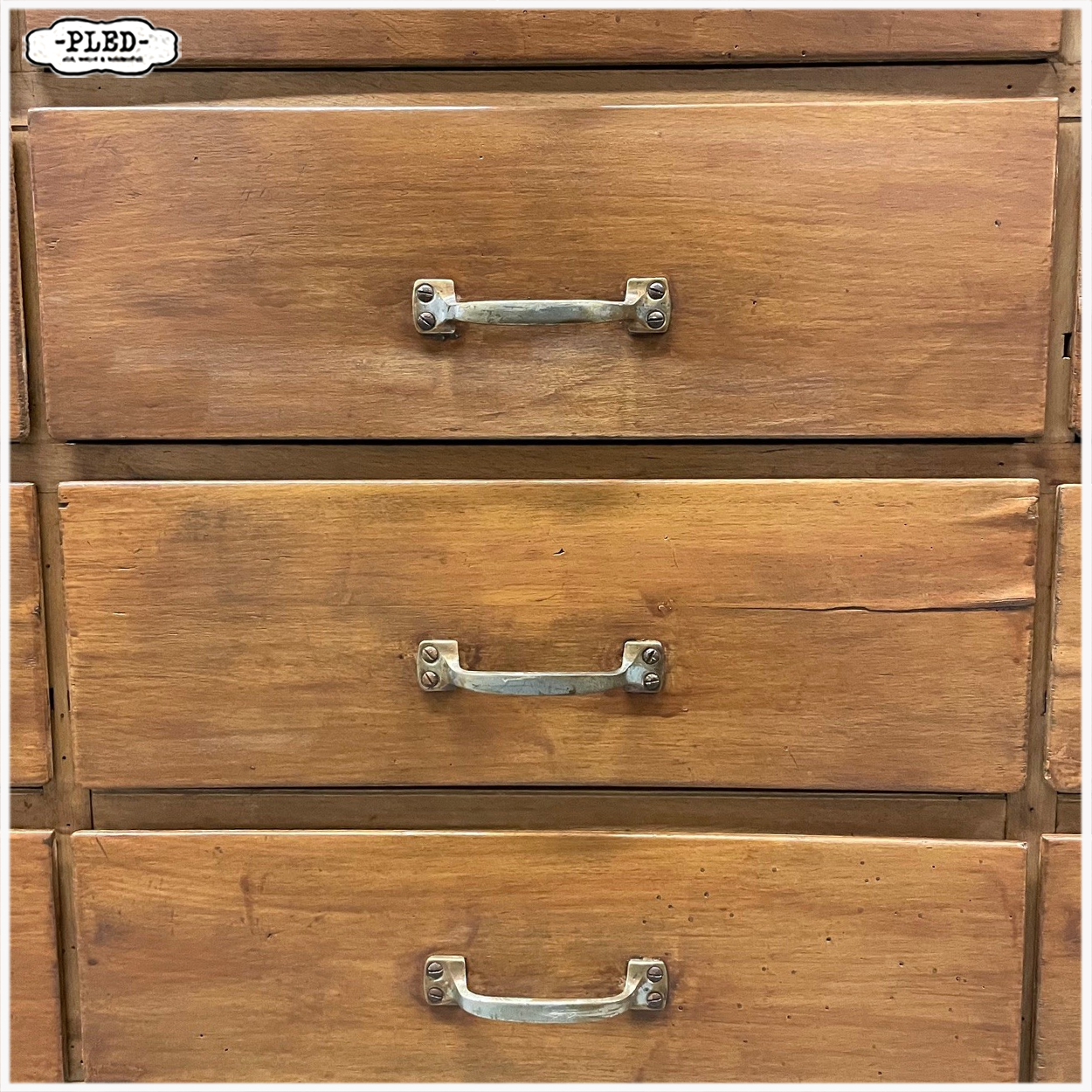 Vintage toonbank met 20 lades, B168,5 cm - Afbeelding 14