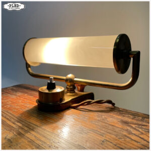 Mooi messing klemlampje met melkglas