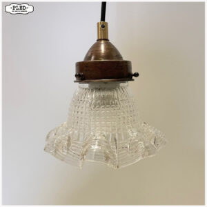 Vintage glazen hanglampje met messing fitting