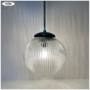 Pendellamp met fraai transparant glas, Bohemen, 1970s