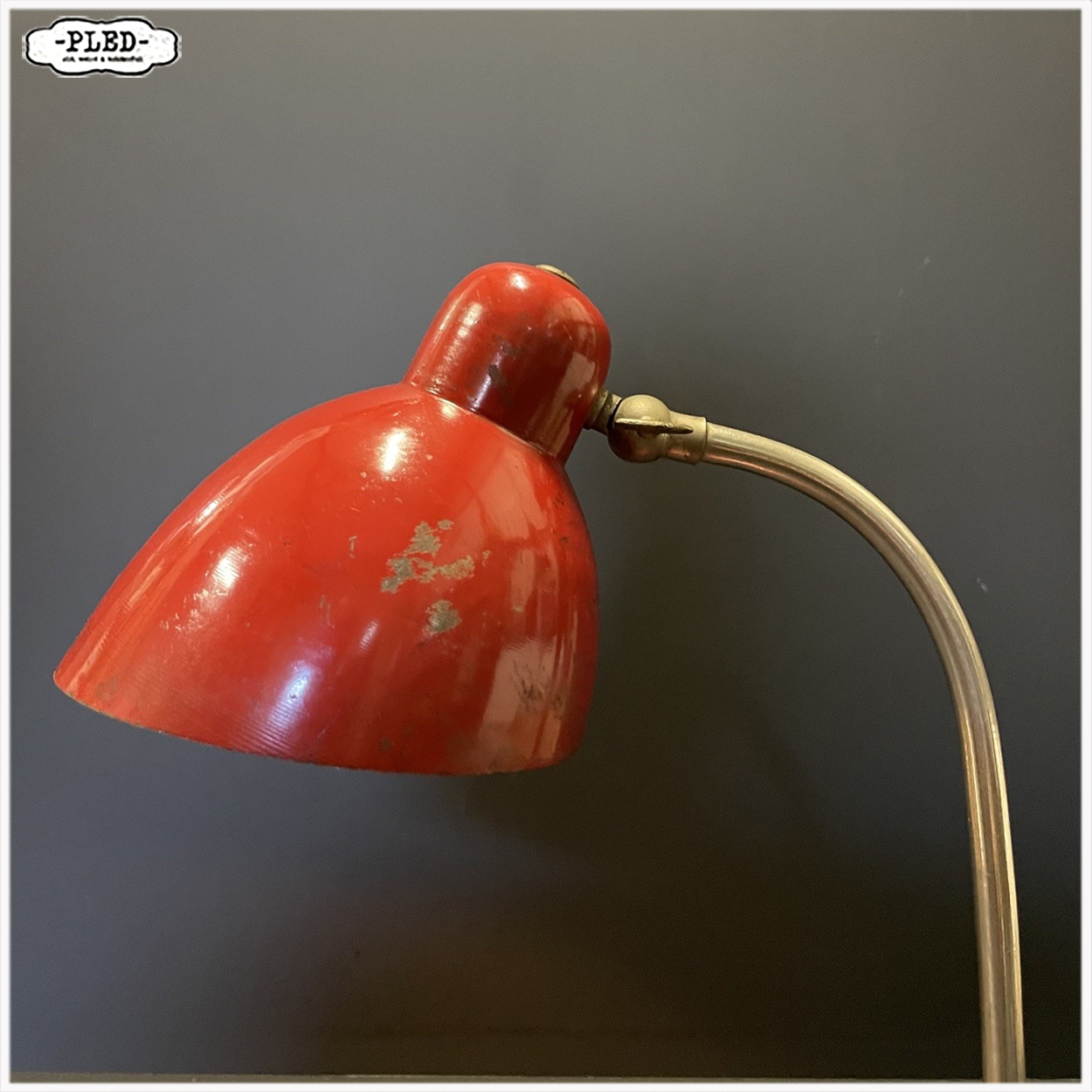 Kleine, rode bureaulamp, Bauhaus, circa 1935 - Afbeelding 6