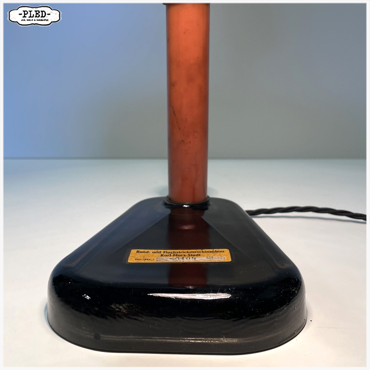 Zeldzame Duitse bureaulamp met glazen voet, Bauhaus - Afbeelding 14