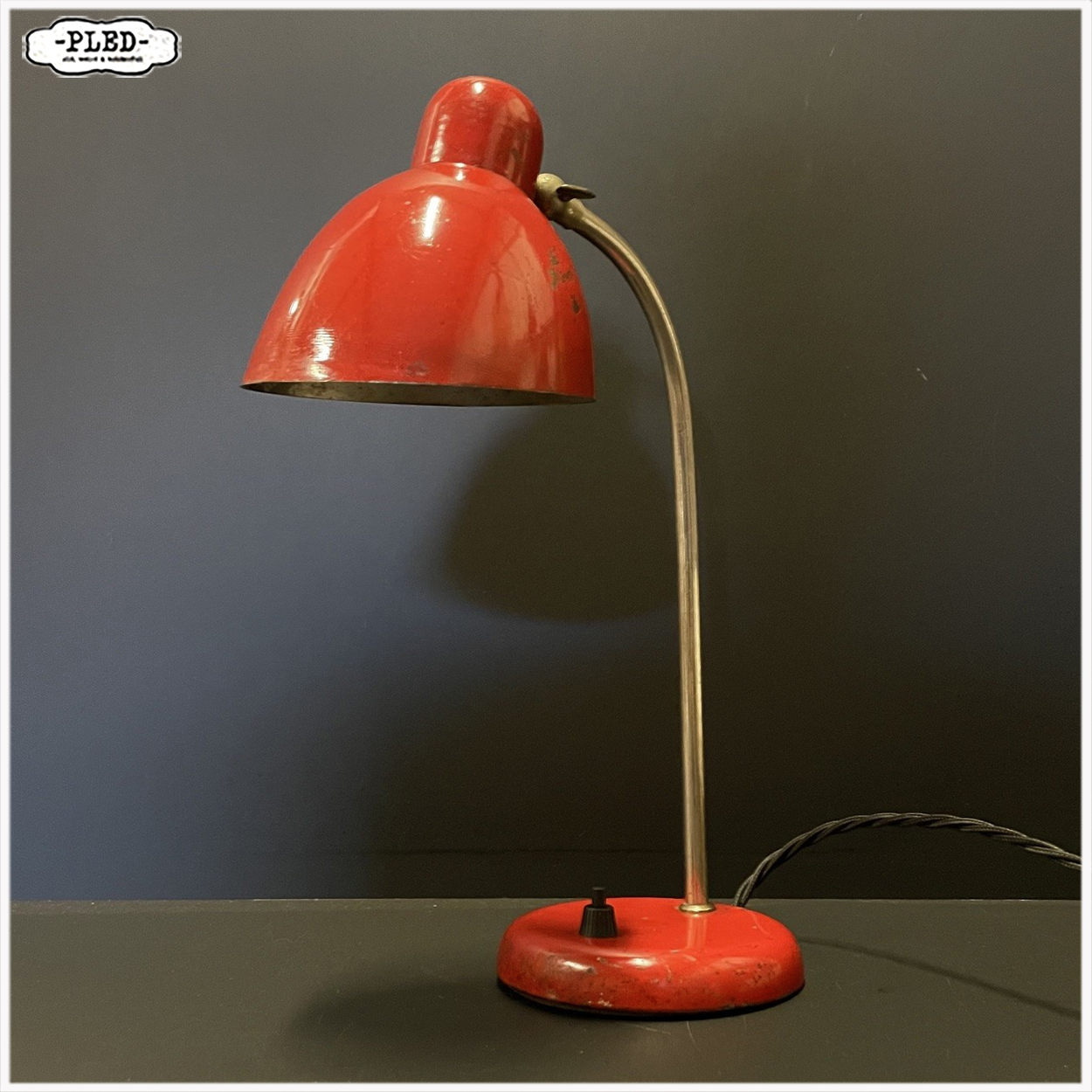 Kleine, rode bureaulamp, Bauhaus, circa 1935 - Afbeelding 10