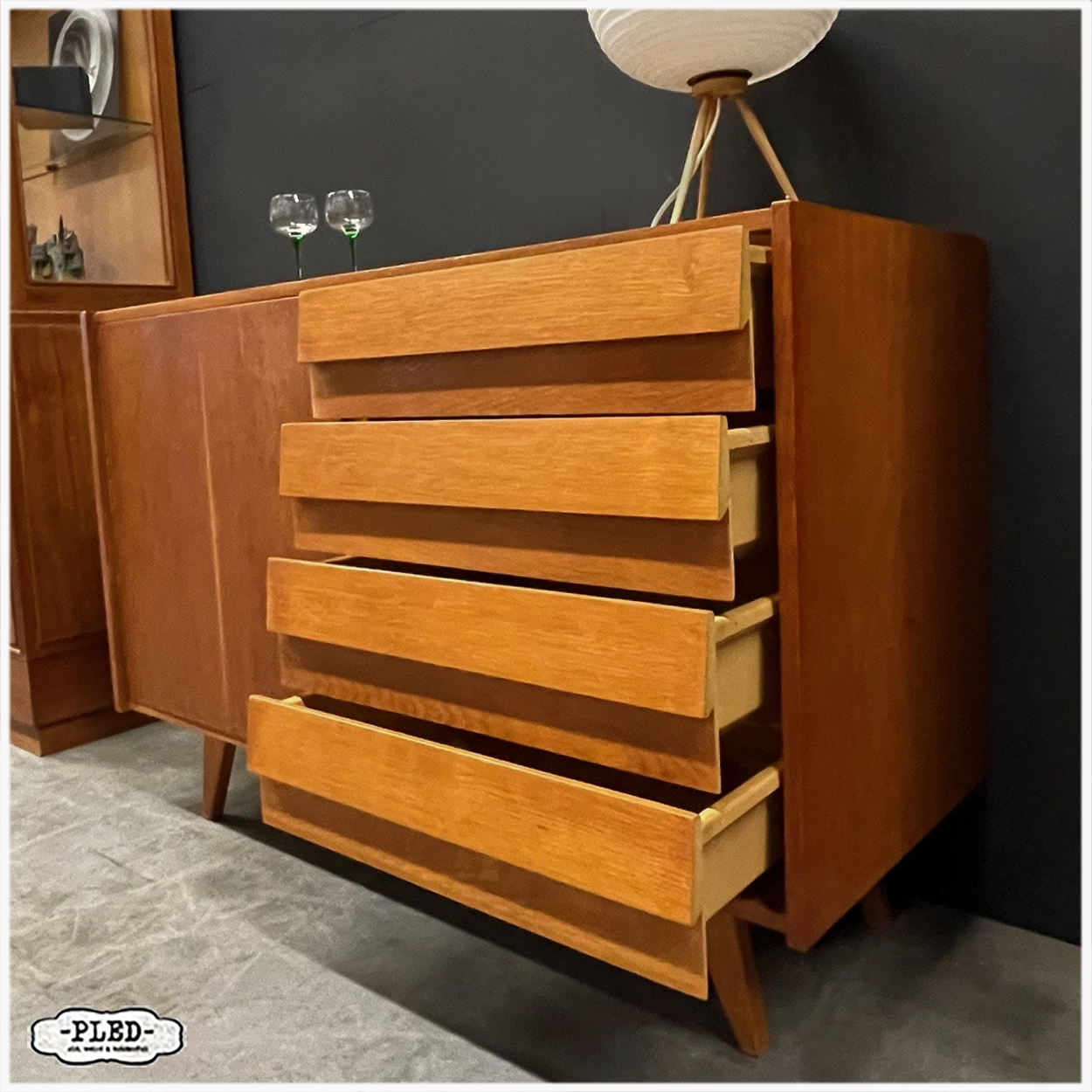 Vintage ladekast / sideboard, Jiri Jouritek, Interiér Praha, 1969 - Afbeelding 7